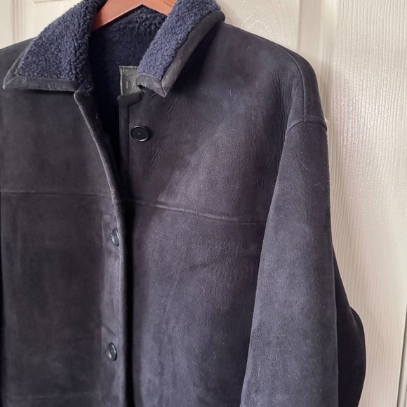 Vintage Ralp Lauren Blue Shearling Jacket Coat XL Genuine - Picture 6 of 12